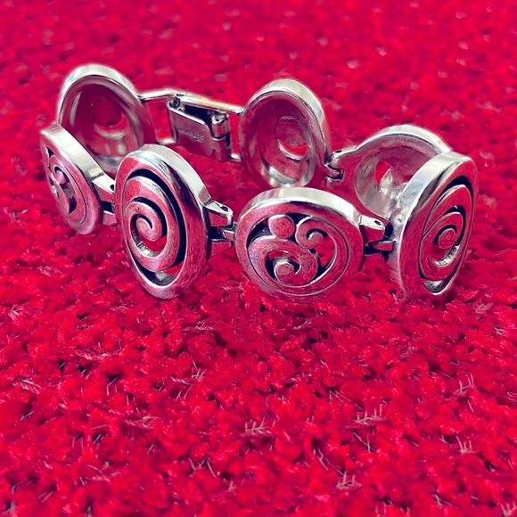 Brighton Contempo Link Bracelet Silver Plated Scrolled Oval Round Designs - Picture 6 of 17